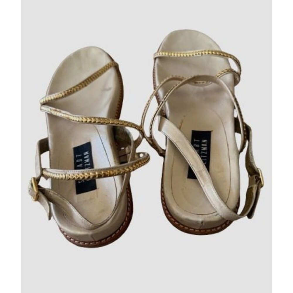 Stuart Witzman Women's Metallic Gold Strappy Sandals Italy Size 11 M - Picture 3 of 5